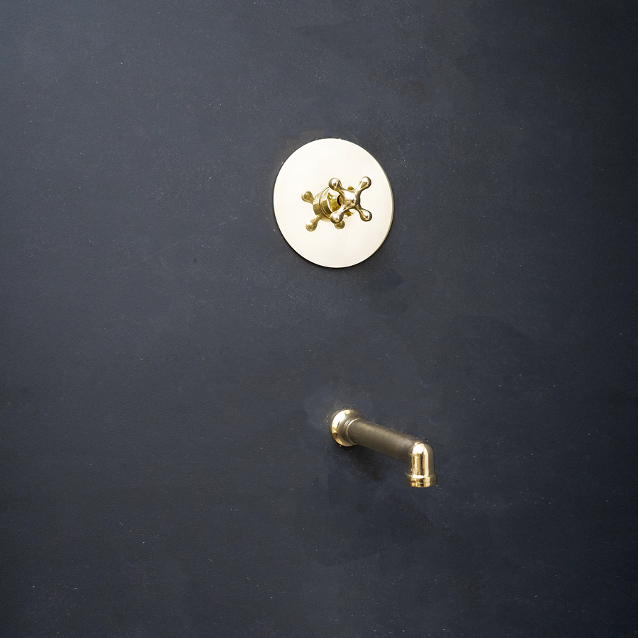 Single-Handle Wall Mount Tub Filler - Unlacquered Brass