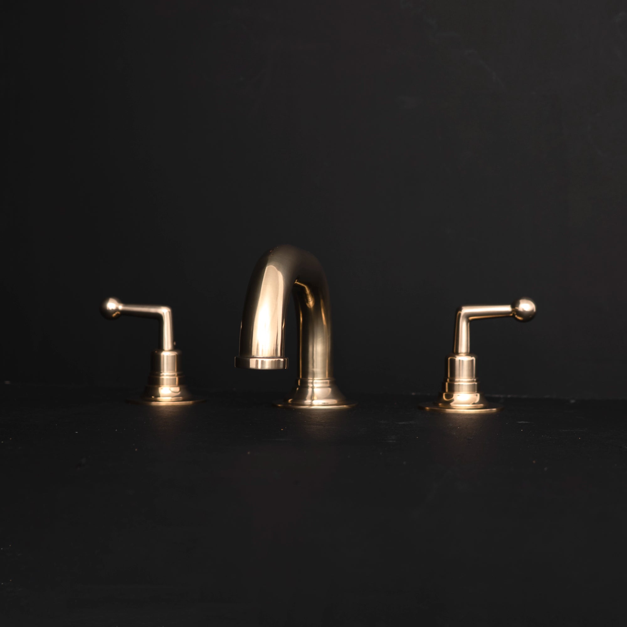 Unlacquered Brass Deck Mounted Sink Faucet, Widespread 3 Holes Bath Faucet Widespread Bathroom faucet