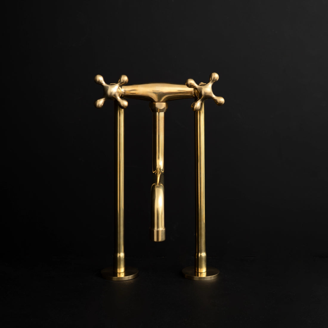 Handcrafted Brass Kitchen Faucet with two legs - downward spout The S Spout Kitchen Faucet