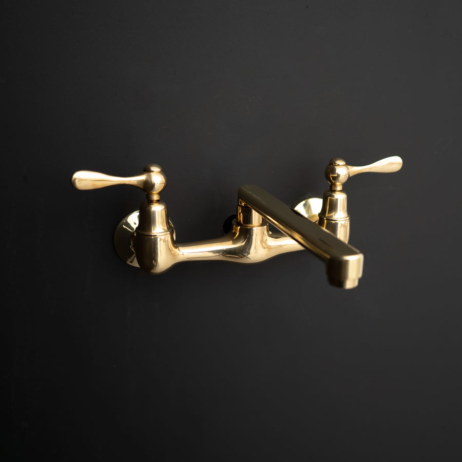 Artisan Aged Natural Brass Wall Mount Short Spout Utily Bridge Faicet