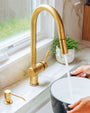 Brass Kitchen Faucet – Pull-Down Sprayer, Never Plated | Brassna The Cascade Pull