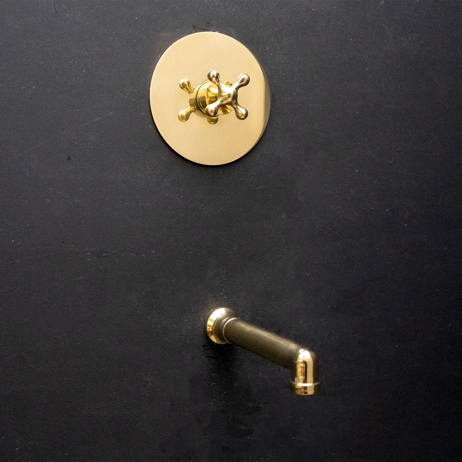 Single-Handle Wall Mount Tub Filler - Unlacquered Brass