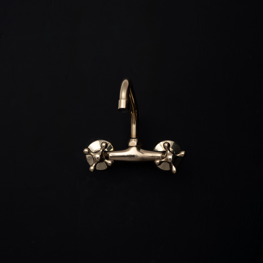 Wall Mounted Unlacquered Brass Faucet