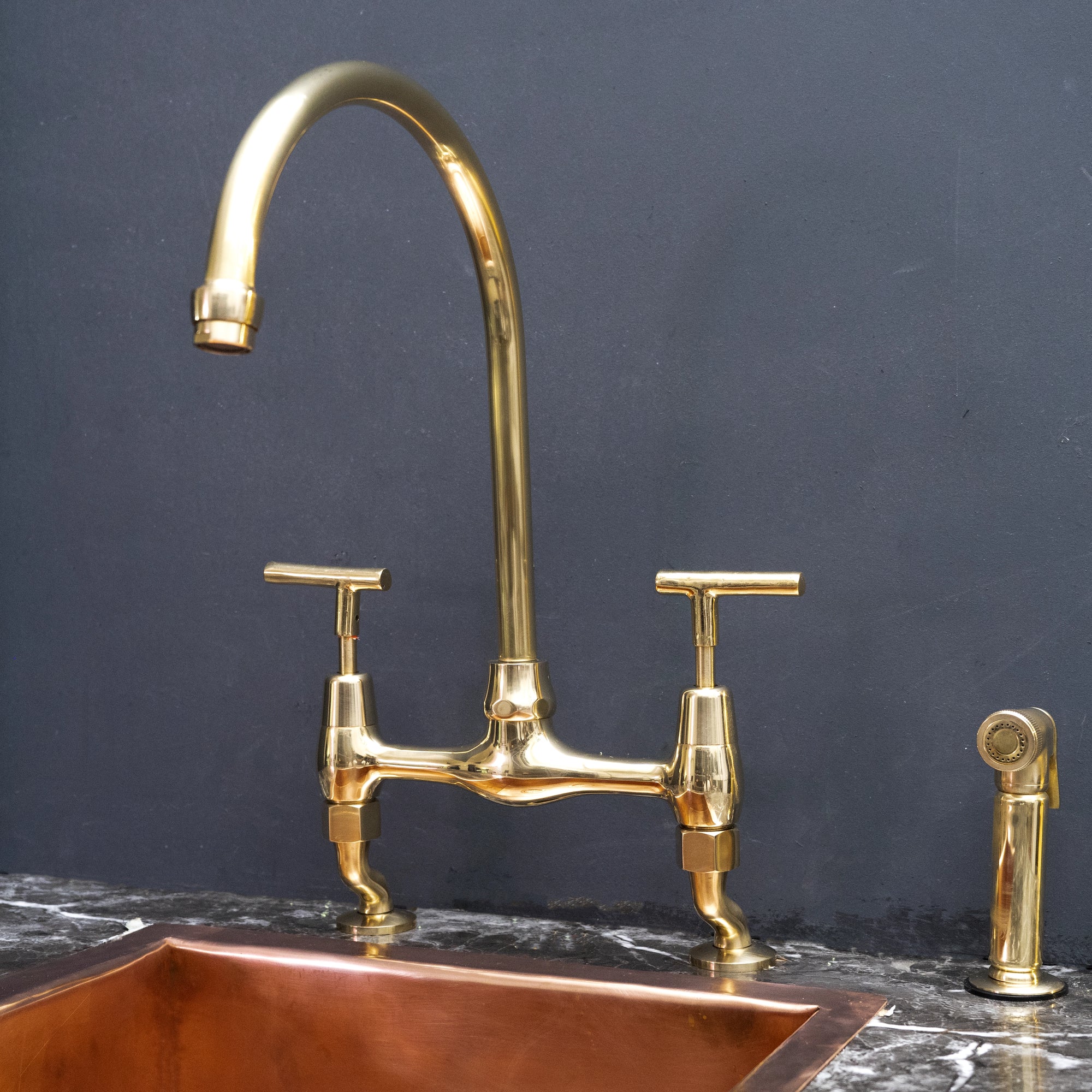  Unlacquered Brass Curved Legs Bridge Faucet, 8" Brass Bridge Faucet With Lever Handles Unpainted Brass Kitchen Bridge Faucet