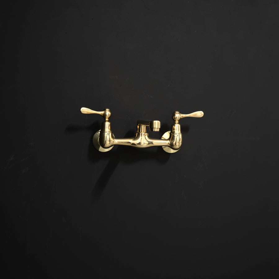 Artisan Aged Natural Brass Wall Mount Short Spout Utily Bridge Faicet