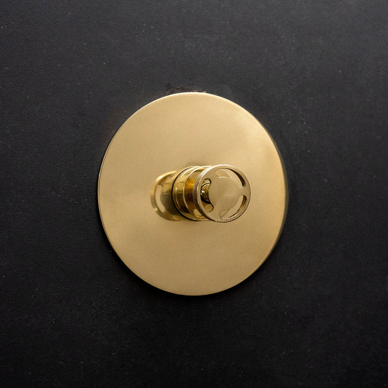  Unlacquered Brass Termostatic Shower Set with Dome Hea