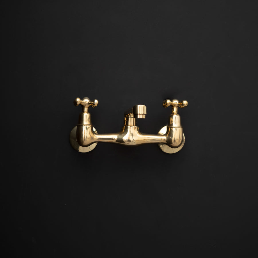 Artisan Aged Natural Brass Wall Mount Short Spout Utily Bridge Faicet