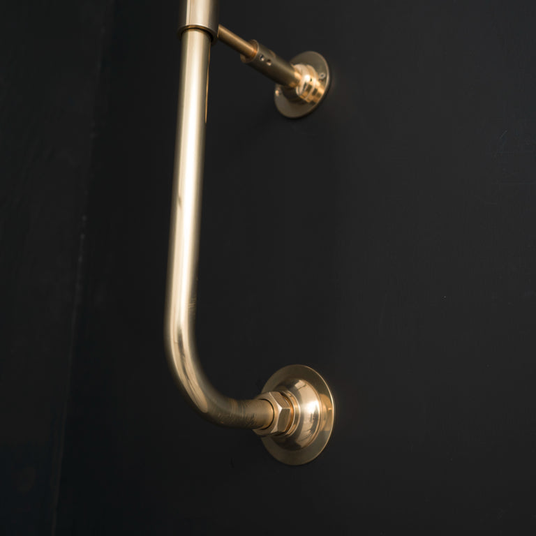 Handcrafted Solid Brass Shower Head And handheld Set, Unlacquered Brass Rain Shower Set With Curved Arm and Rectangular Backplate Shower Head And handheld Set