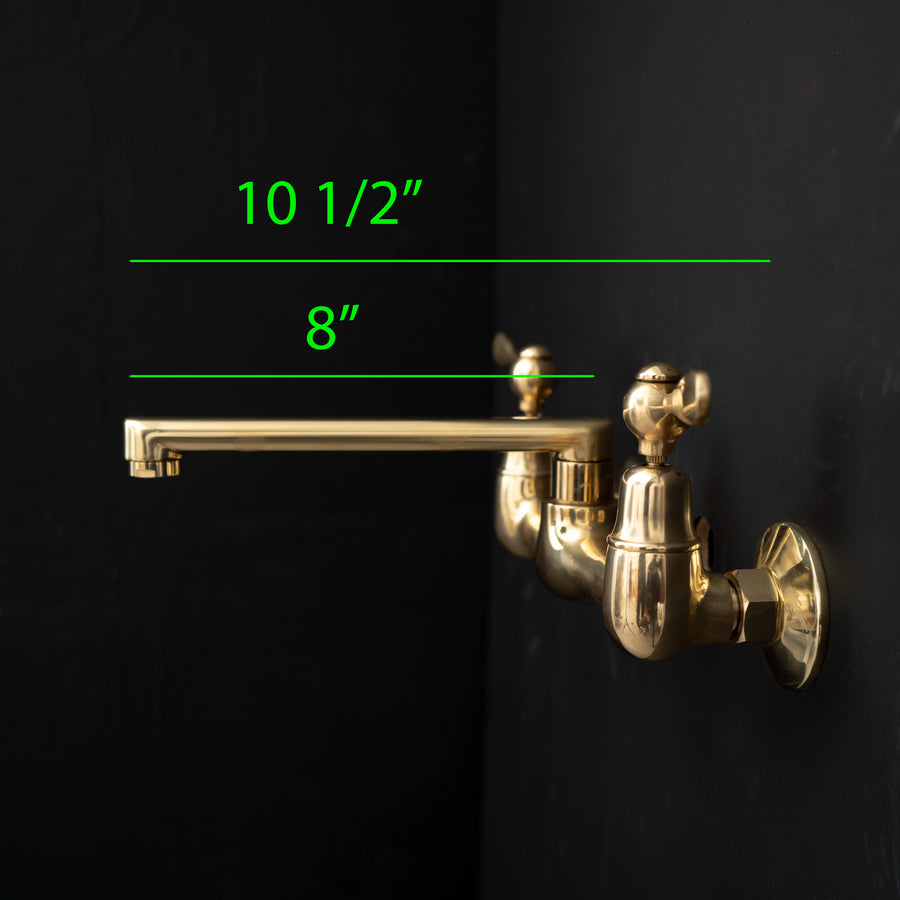 Artisan Aged Natural Brass Wall Mount Short Spout Utily Bridge Faicet