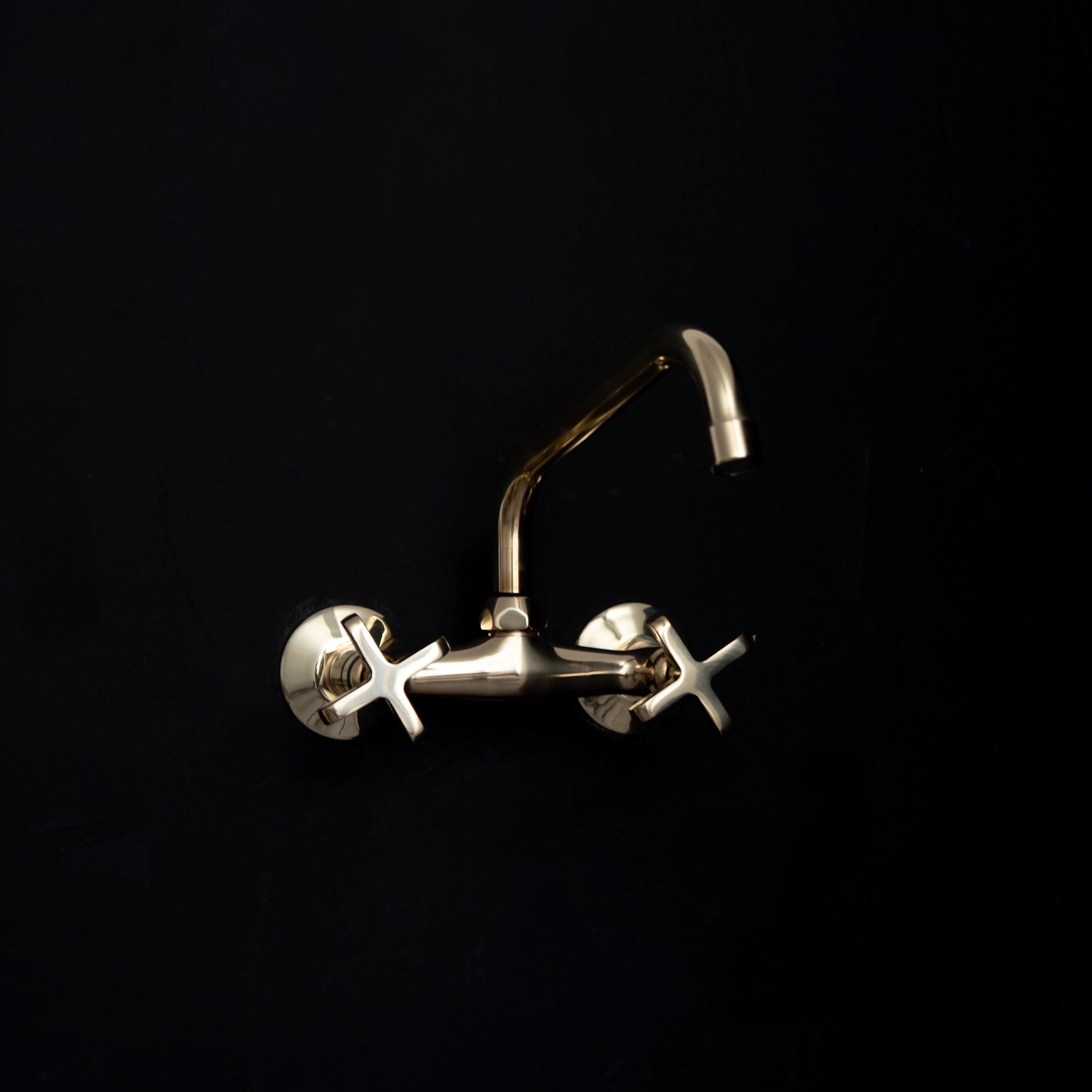 Handcrafted Solid Brass Two Handle Wall Mounted Kitchen Faucet Bathroom Faucet - Detail View | Brassna