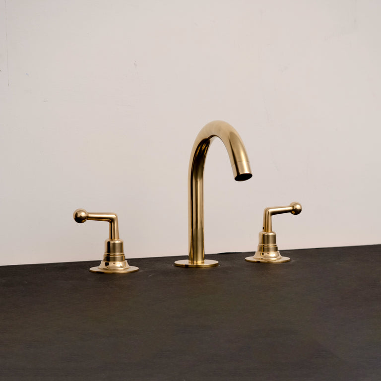 Elegant Brass Bathroom Faucet – Unlacquered Finish with Vintage Handles