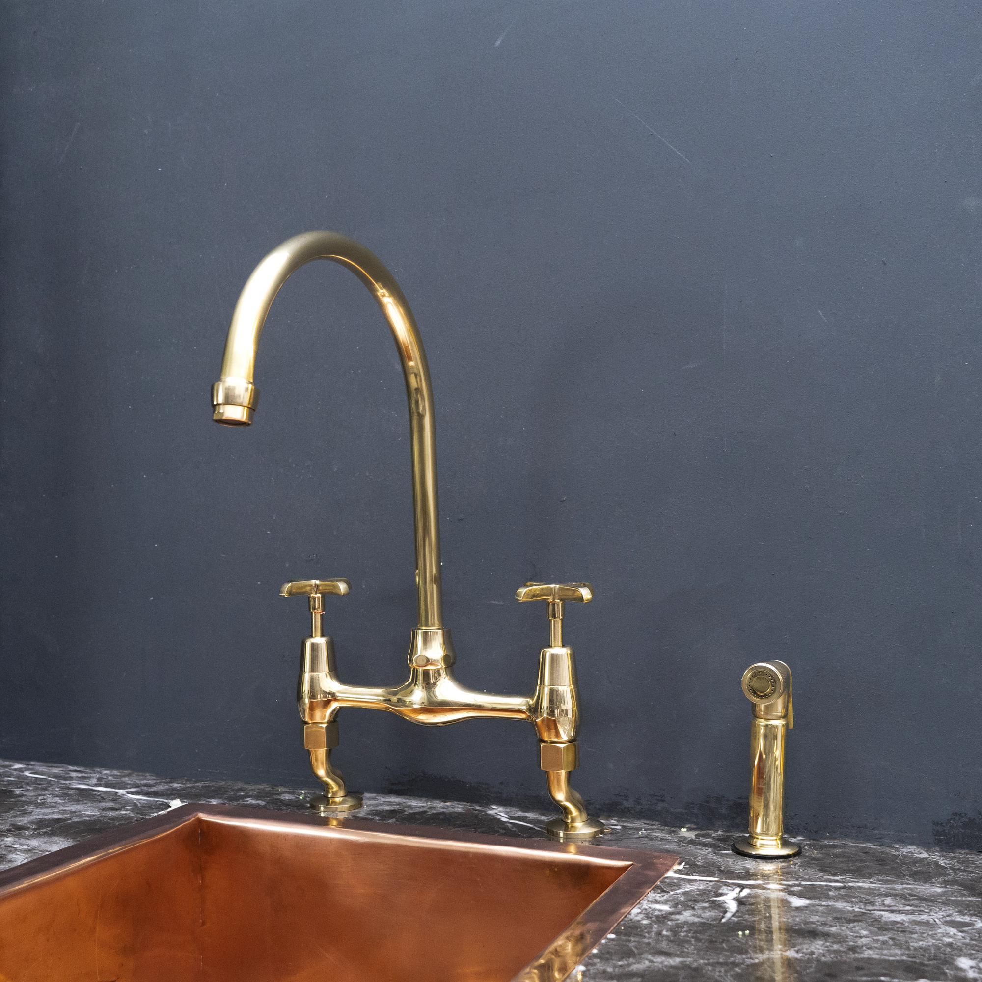  Unlacquered Brass Curved Legs Bridge Faucet, 8" Brass Bridge Faucet With Lever Handles Unpainted Brass Kitchen Bridge Faucet