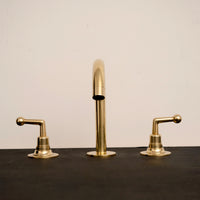 Elegant Brass Bathroom Faucet – Unlacquered Finish with Vintage Handles