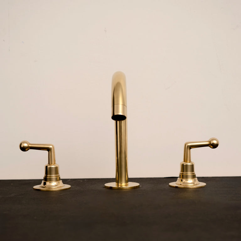 Elegant Brass Bathroom Faucet – Unlacquered Finish with Vintage Handles