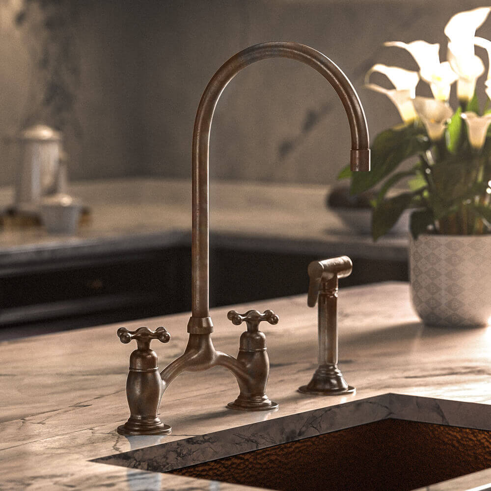 Brass Bridge Faucet - 7 Finishes | Brassna Victorian Bridge Faucet