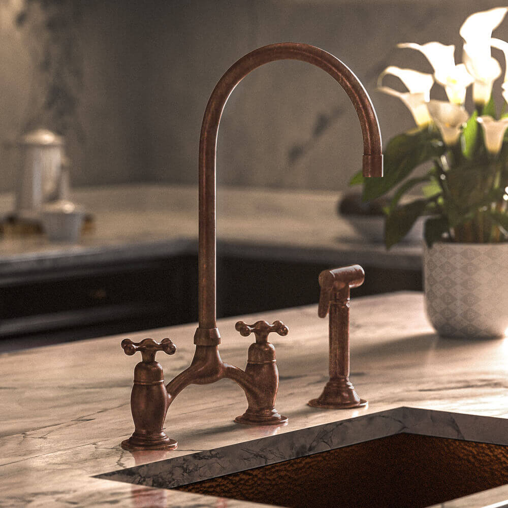 Brass Bridge Faucet - 7 Finishes | Brassna Victorian Bridge Faucet