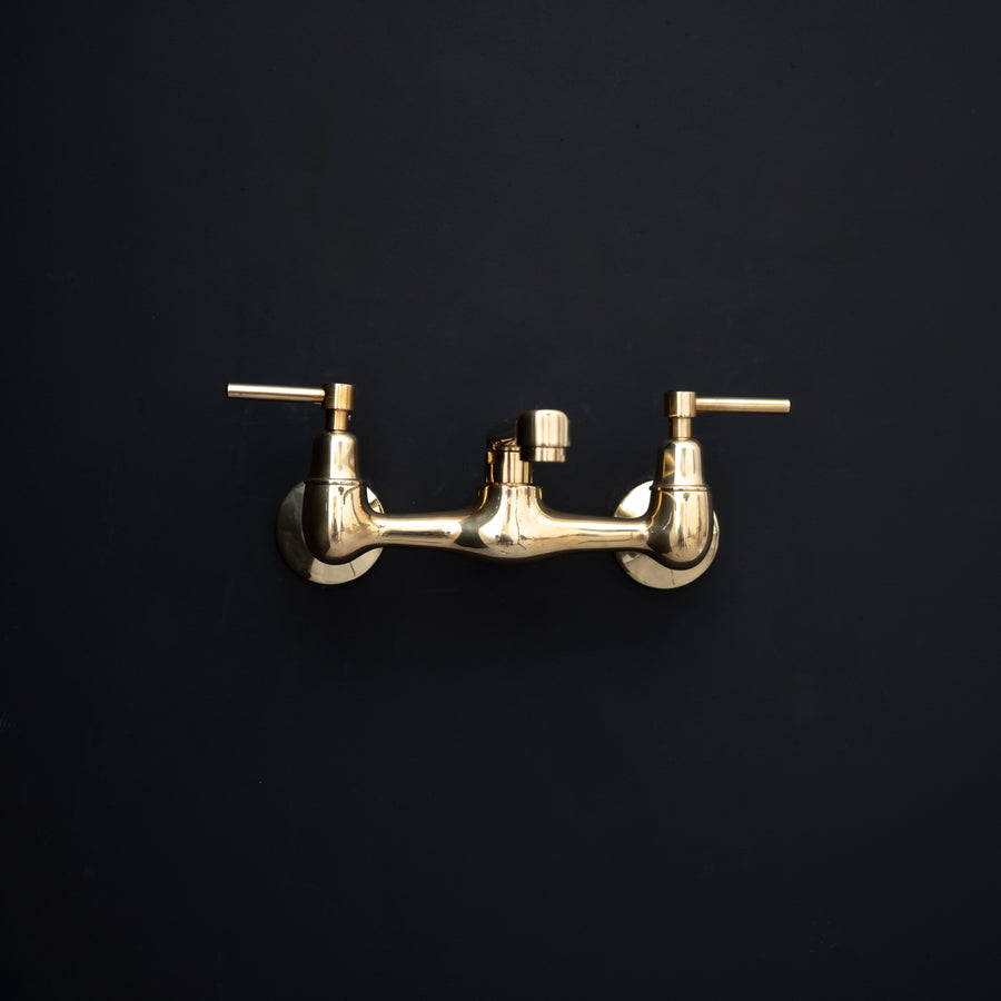 Artisan Aged Natural Brass Wall Mount Short Spout Utily Bridge Faicet