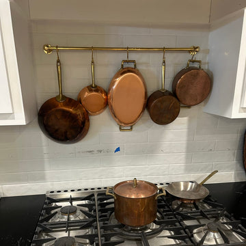 Unlacquered Brass Wall Mount Pot Rack