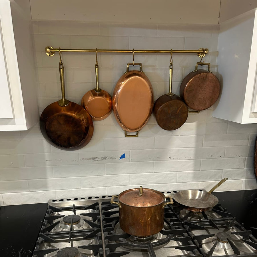 Unlacquered Brass Wall Mount Pot Rack