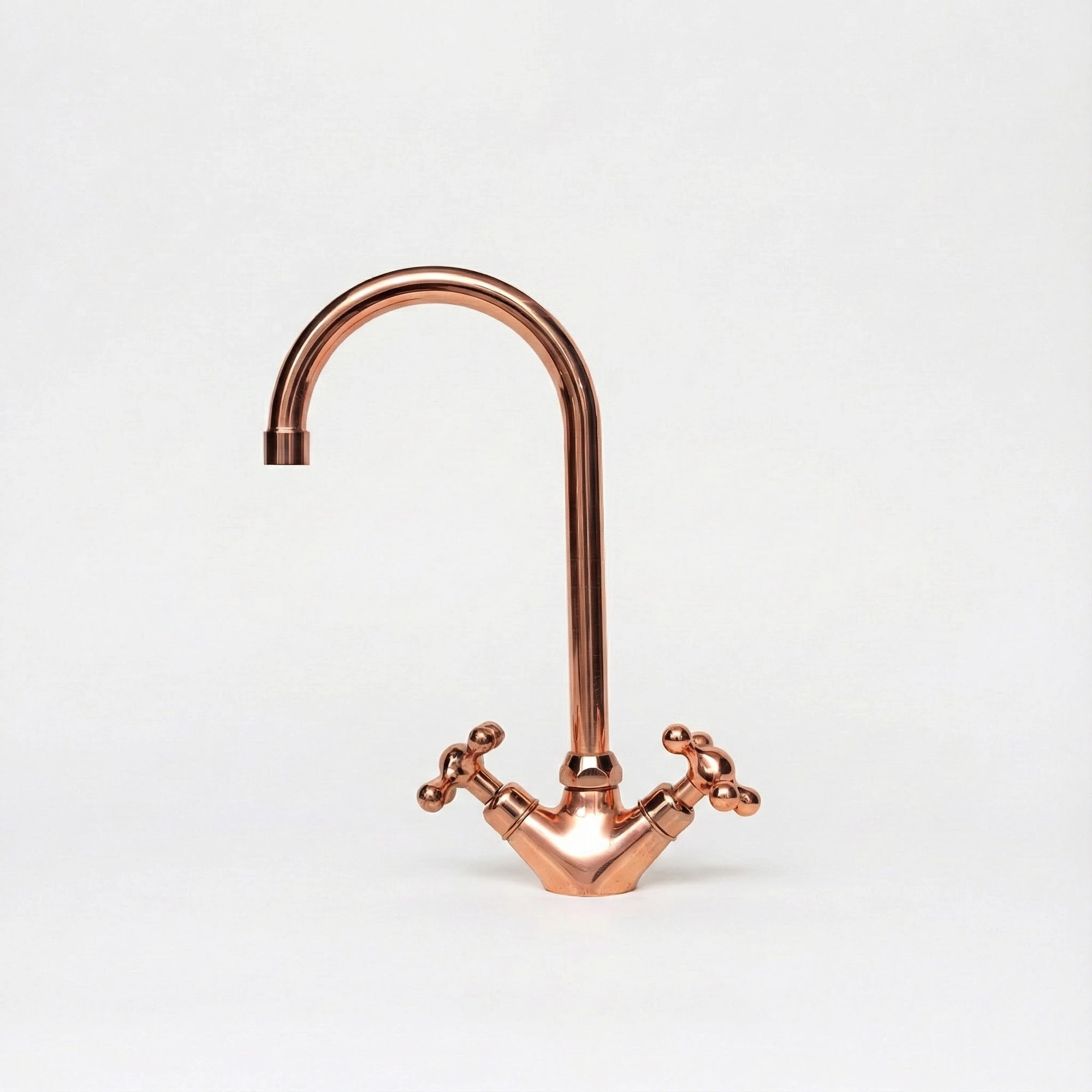 Handcrafted Solid Brass Copper Gooseneck Faucet Bathroom Faucet - Detail View | Brassna