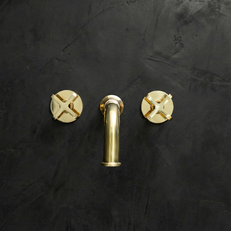 Handcrafted Unlacquered Brass Wall Mounted Faucet, Brass Faucet For Kitchen And Bathroom Wall Mounted Nino Faucet