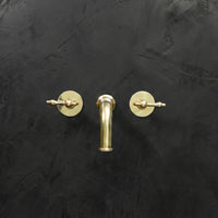 Handcrafted Unlacquered Brass Wall Mounted Faucet, Brass Faucet For Kitchen And Bathroom Wall Mounted Nino Faucet