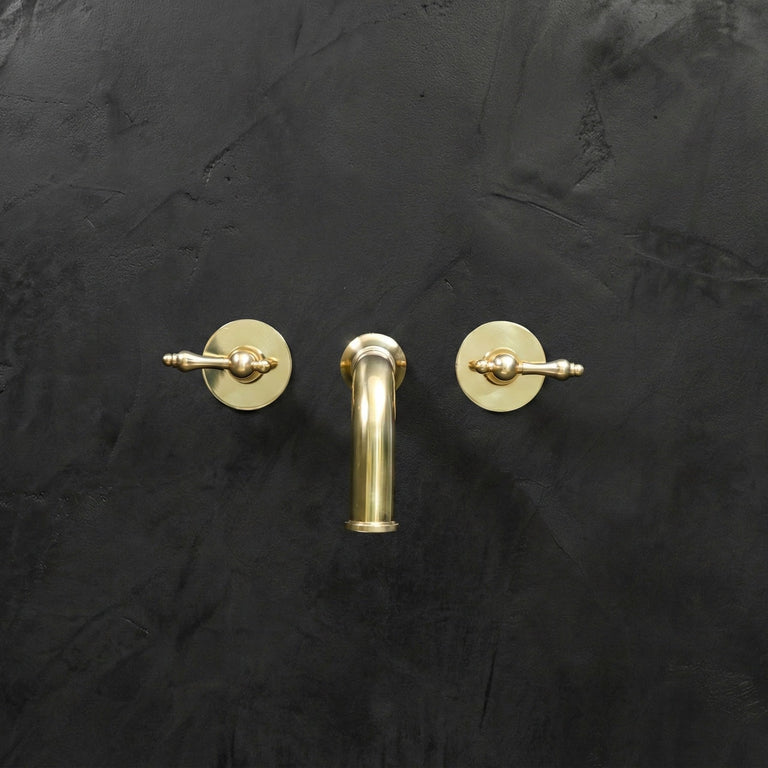 Handcrafted Unlacquered Brass Wall Mounted Faucet, Brass Faucet For Kitchen And Bathroom Wall Mounted Nino Faucet