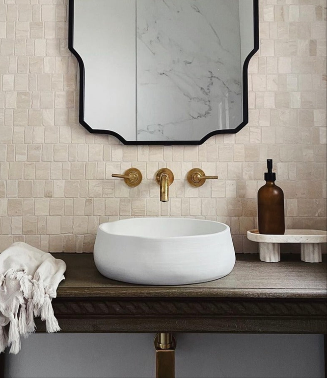 Unlacquered Brass Wall Mounted Faucet For Kitchen And Bathroom, Handcrafted Wall Mounted Faucet With Corss Handles Aqualux Bathroom Faucet