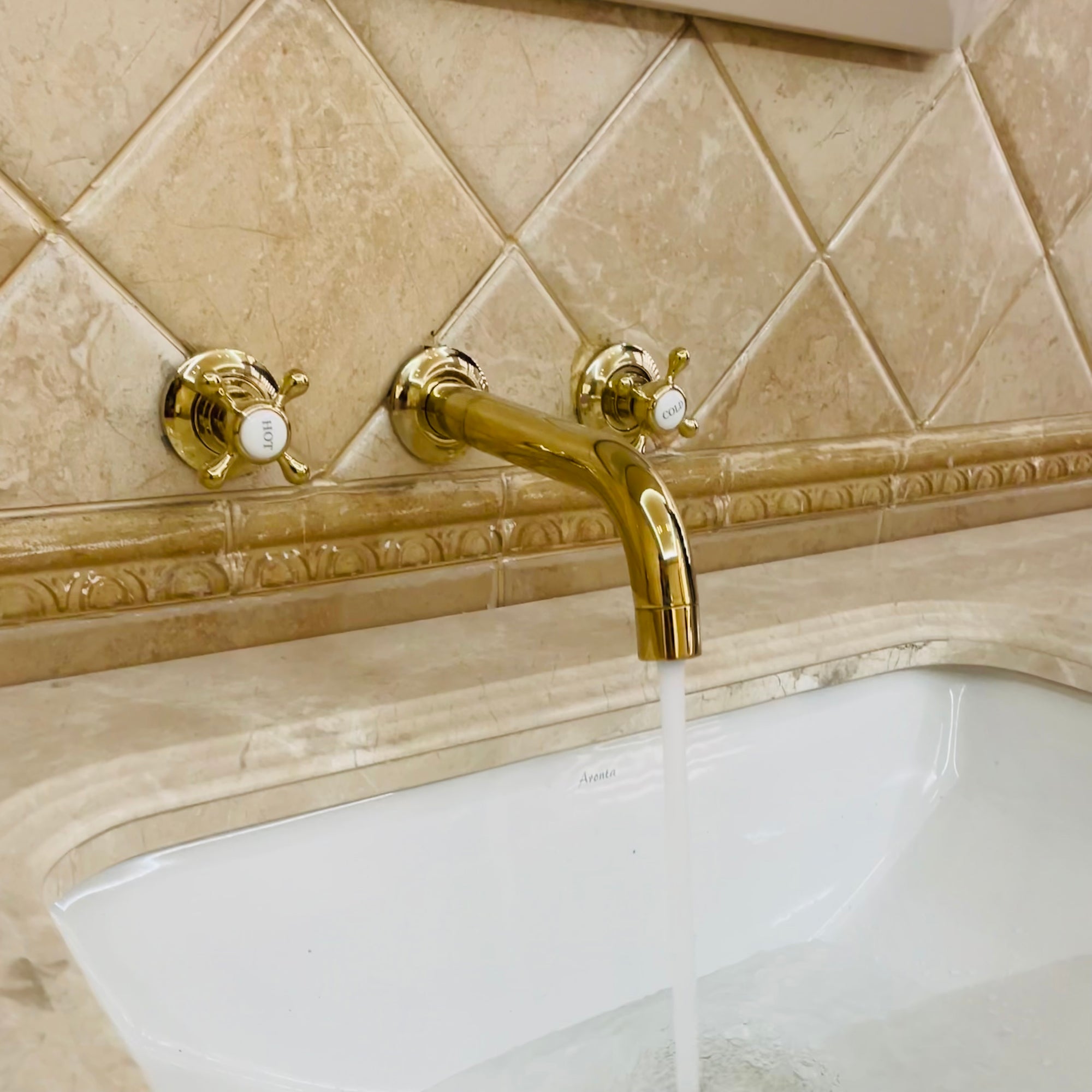 Handcrafted Solid Brass Arcadia Wall Mounted Faucet Bathroom Faucet | Brassna