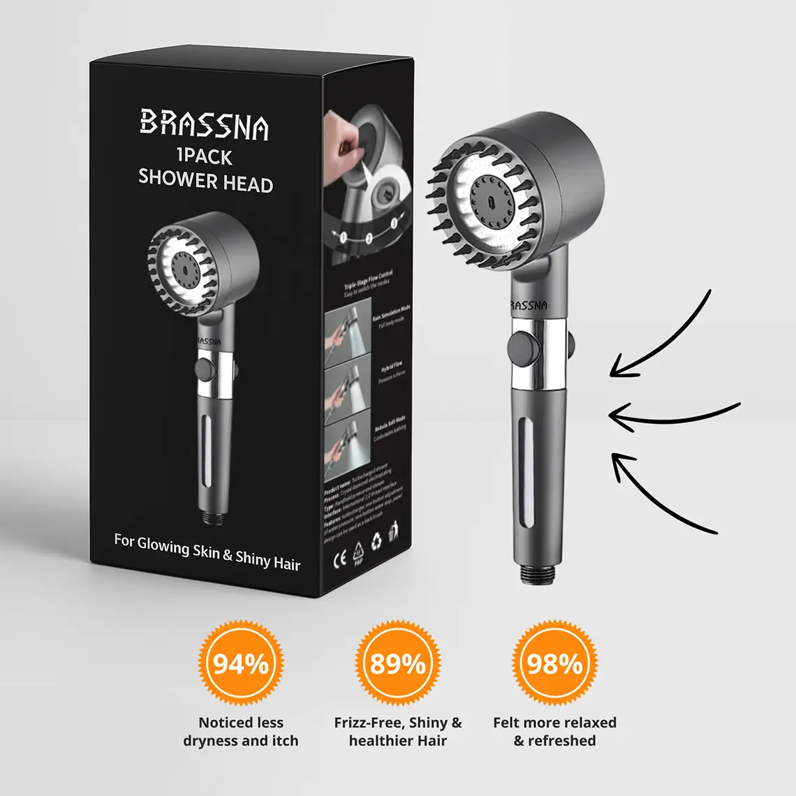 Brassna Shower Head – For Glowing Skin & Shiny Hair