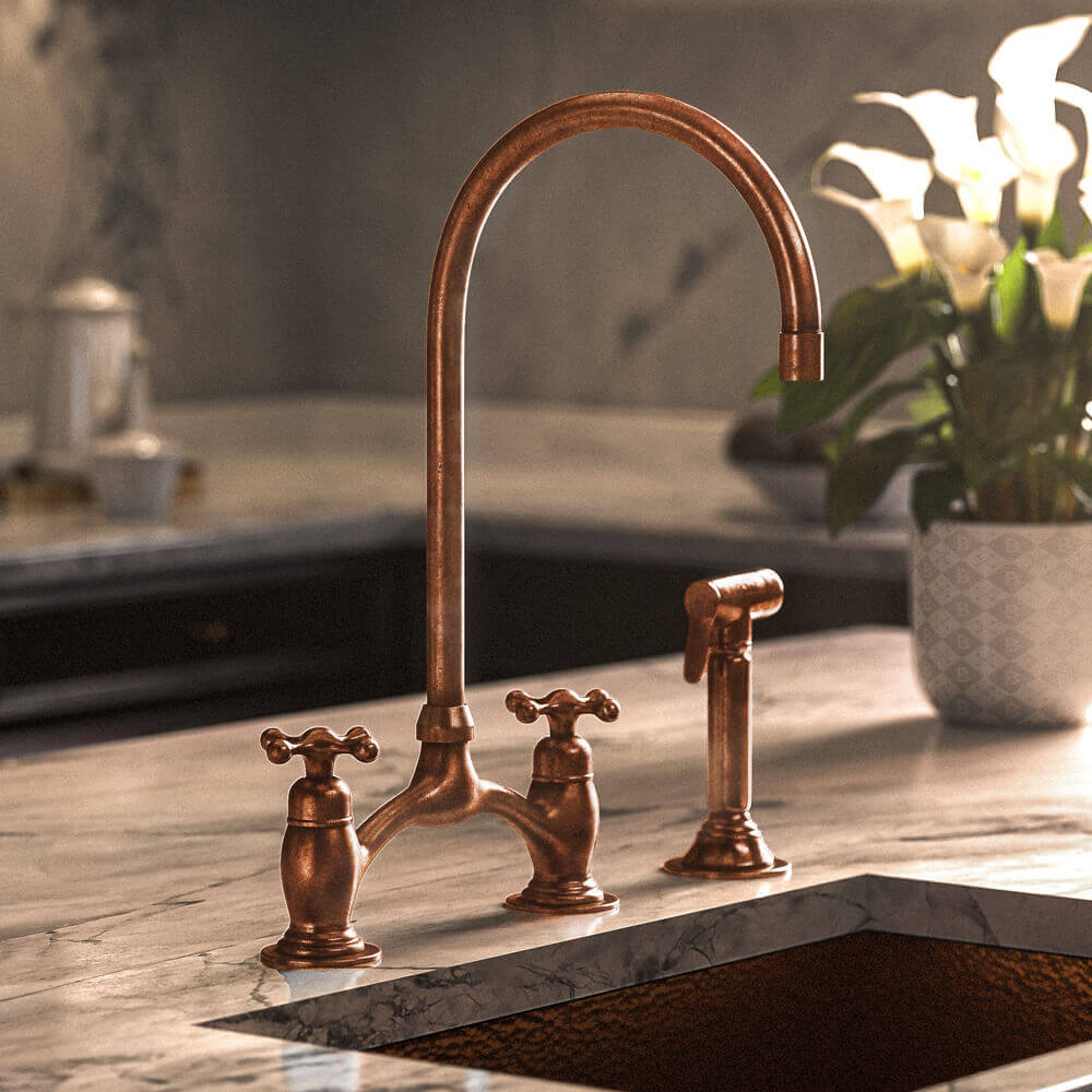 Brass Bridge Faucet - 7 Finishes | Brassna Victorian Bridge Faucet