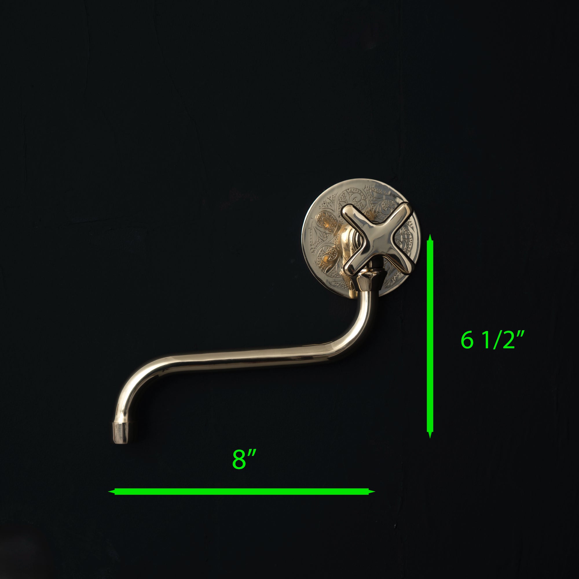 Unlacquered Brass Wash Foot Faucet, Traditional Solid Brass Outdoor Faucet with Cross Handle Downward Pot Filler