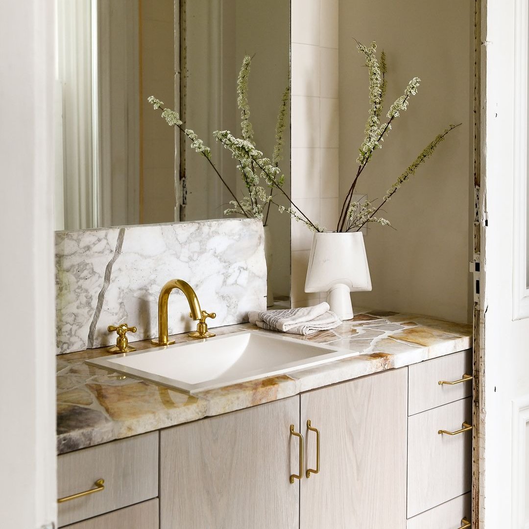 Deck Mount Unlacquered Solid Brass Vintage Countertop Faucet, Kitchen Faucet Unlacquered Brass Deck Mount Lavatory Faucet