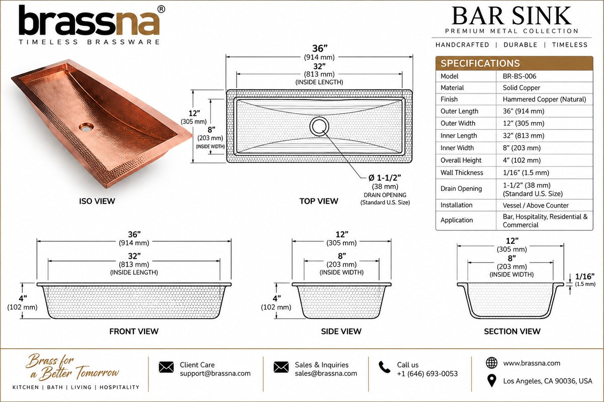 Copper Trough Undermount Sink