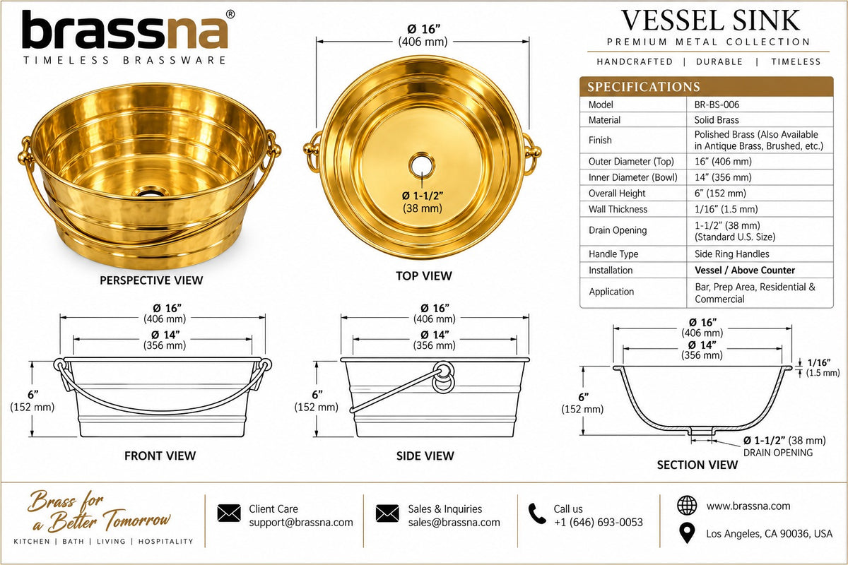 Polished Brass Vessel Sink
