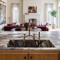 Solid Brass Kitchen Bridge Faucet with Cross Handles - Luxury Gold Sink Tap