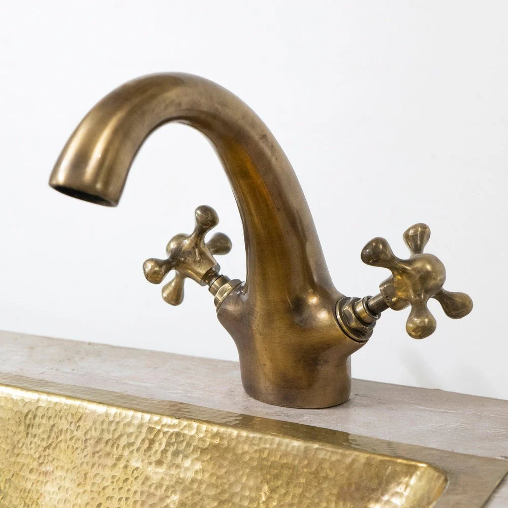 Handcrafted Solid Brass Single Hole Bathroom Vanity Faucet Bathroom Faucet - Detail View | Brassna