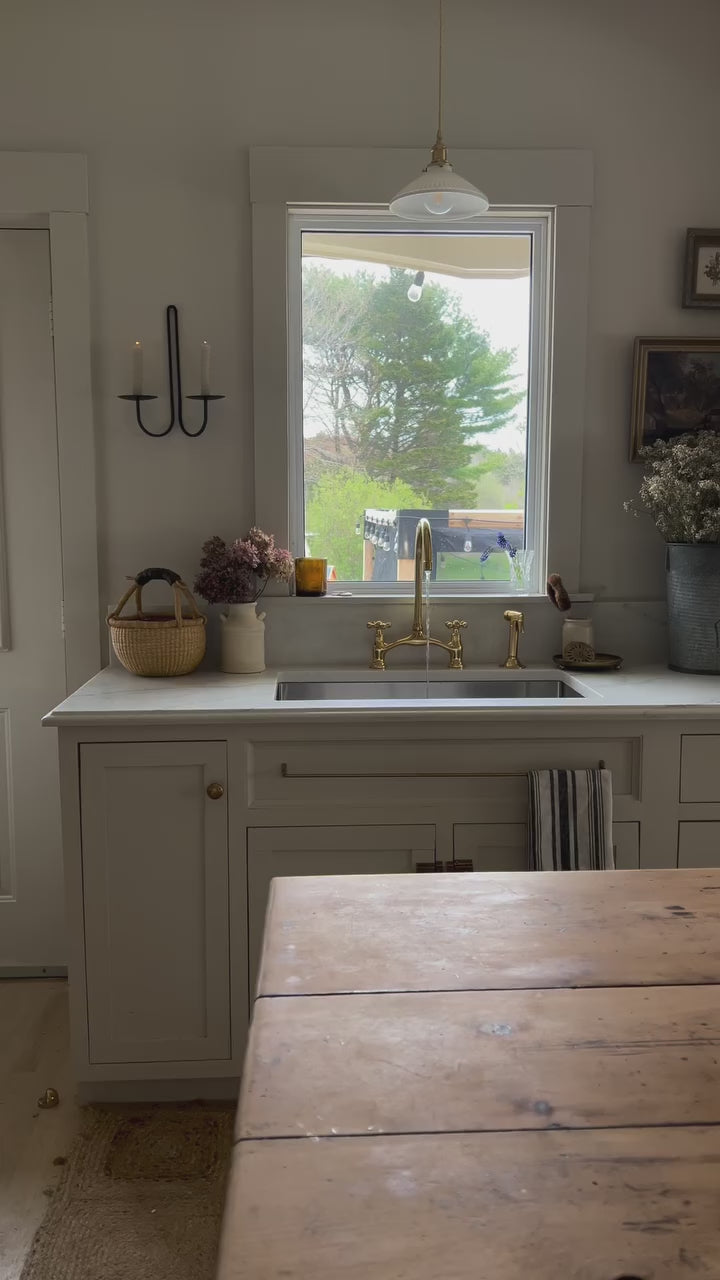 Solid Brass Kitchen Bridge Faucet with Cross Handles - Luxury Gold Sink Tap