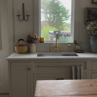 Solid Brass Kitchen Bridge Faucet with Cross Handles - Luxury Gold Sink Tap