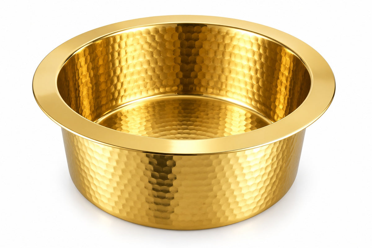 Unlacquered Brass Solid Brass Bar Sink Hammered - Brassna (view 3)