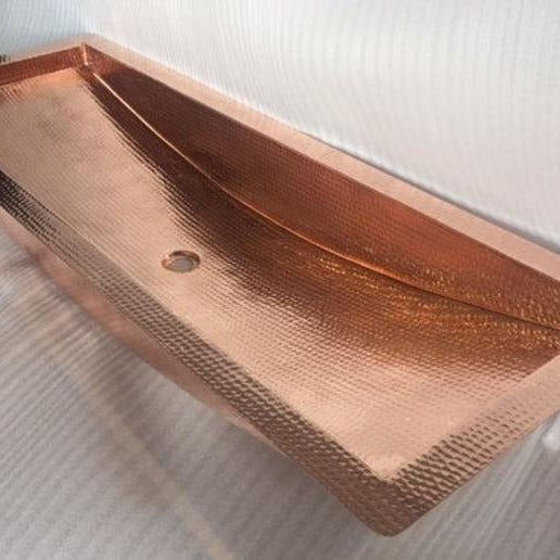Antique Copper Solid Copper Trough Undermount Sink Hammered - Brassna (view 2)