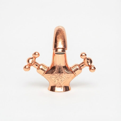 Handcrafted Solid Brass Single Hole Bathroom Vanity Faucet Bathroom Faucet - Detail View | Brassna