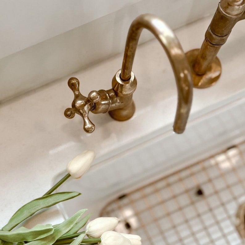 Handcrafted Solid Brass Water Filter II | Brassna Unlacquered brass water filter faucet