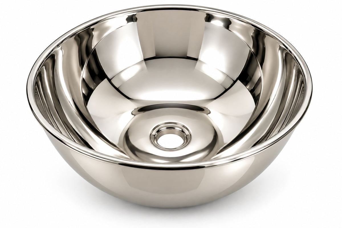 Polished Nickel Nickel-Plated Brass Vessel Sink Smooth - Brassna (view 4)