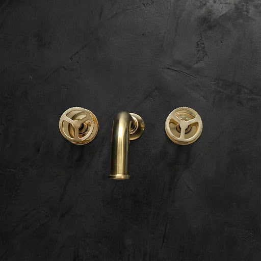 Handcrafted Solid Brass Wall Mounted Nino Faucet Bathroom Faucet - Detail View | Brassna