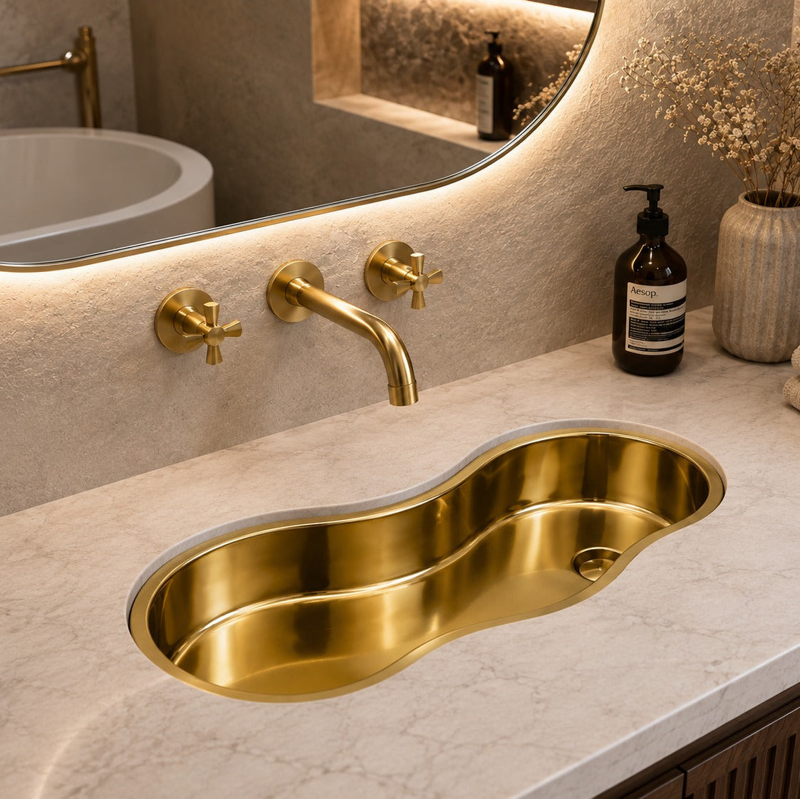 Brushed Brass Solid Brass Undermount Sink Brushed - Brassna
