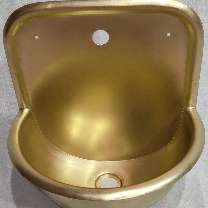 Polished Brass Solid Brass Wall-Mount Basin Smooth - Brassna (view 2)