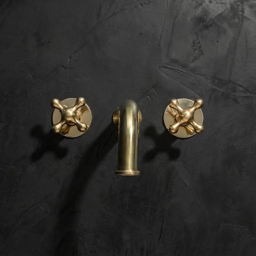 Handcrafted Solid Brass Wall Mounted Nino Faucet Bathroom Faucet - Detail View | Brassna