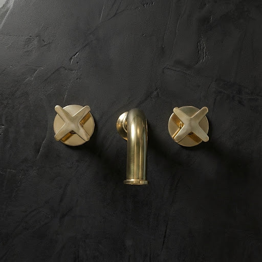 Handcrafted Solid Brass Wall Mounted Nino Faucet Bathroom Faucet - Detail View | Brassna