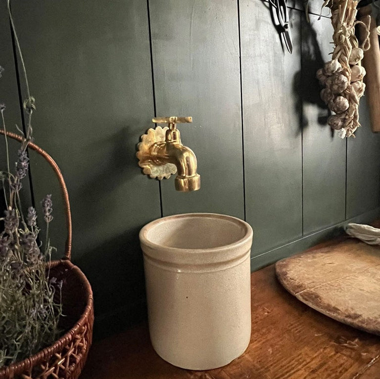 Unlacquered Wall Mount Brass Faucet, Moroccan Wall Faucet For Powder Room Handcrafted Wall Mount Faucet